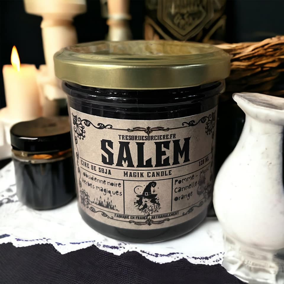 Bougie Salem, bougie rituel, bougie sorcière, bougie d'intention