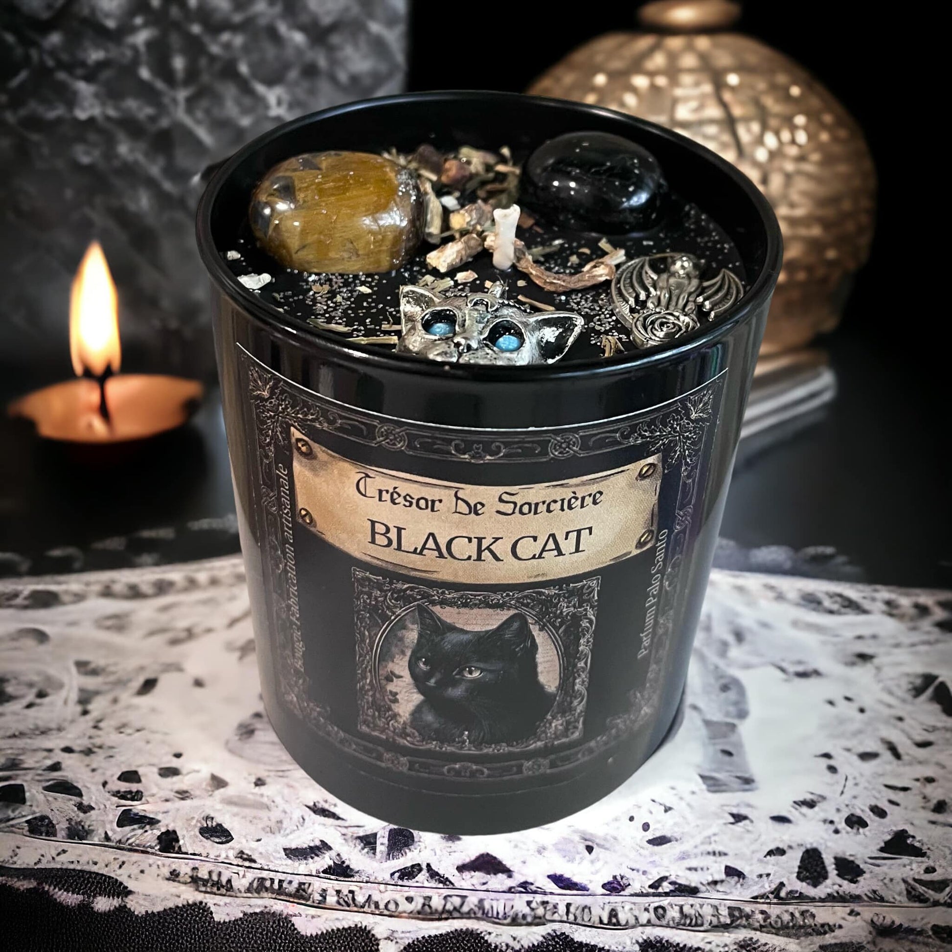 Bougie protection, bougie purification, bougie rituel, bougie black car