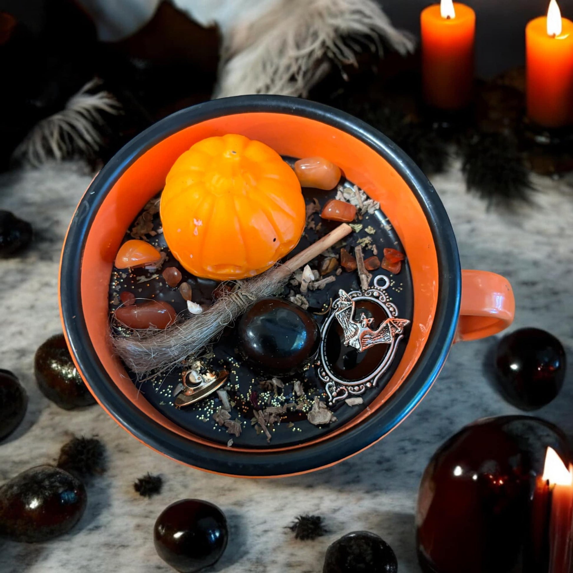 Bougie mug "Booo" Samhain, bougie Samhain