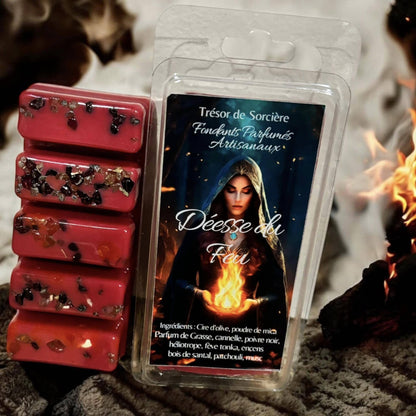 fondants parfumés, fondants "déesse du feu", fondants sorcière, fondants d'intention, fondants de cire parfumés