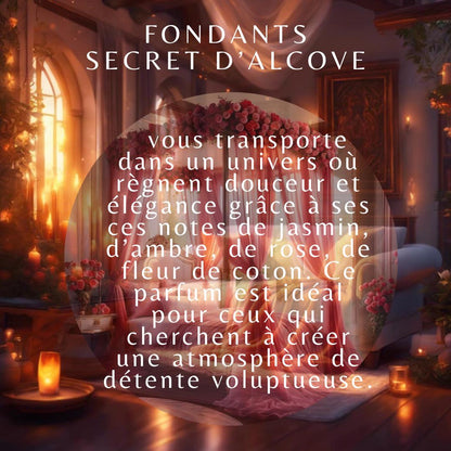 fondants de cire parfumés, fondants parfumés "secret d'alcôve", fondants de cire d'olive