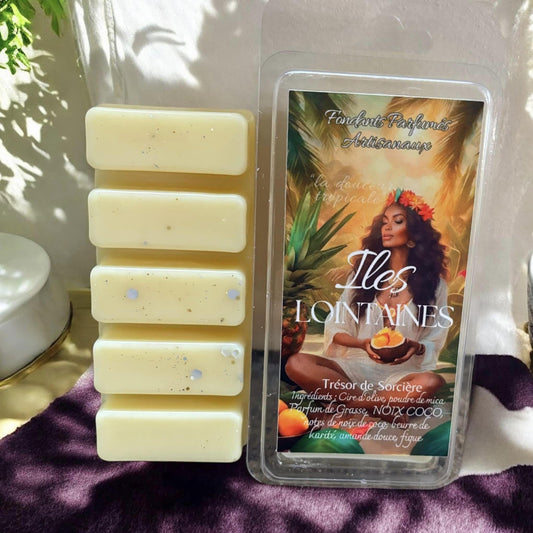 Fondants parfumés noix de coco, fondants de cire, fondants "Iles lointaines", fondants de cire d'olive, idée cadeau