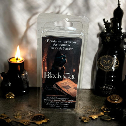 fondants de cire parfumés, fondants parfumés sorcière, fondants d'intentions, fondants parfumés en cire d'olive, black cat