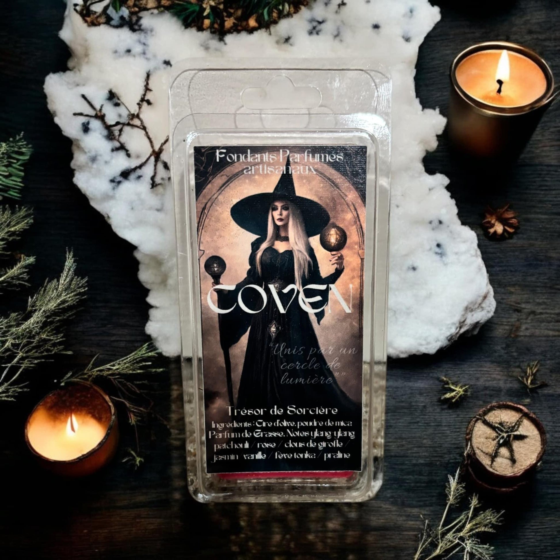 Fondants parfumés "Coven", fondants sorcière, fondants de cire parfumée, fondants d'intentions, fondants magiques