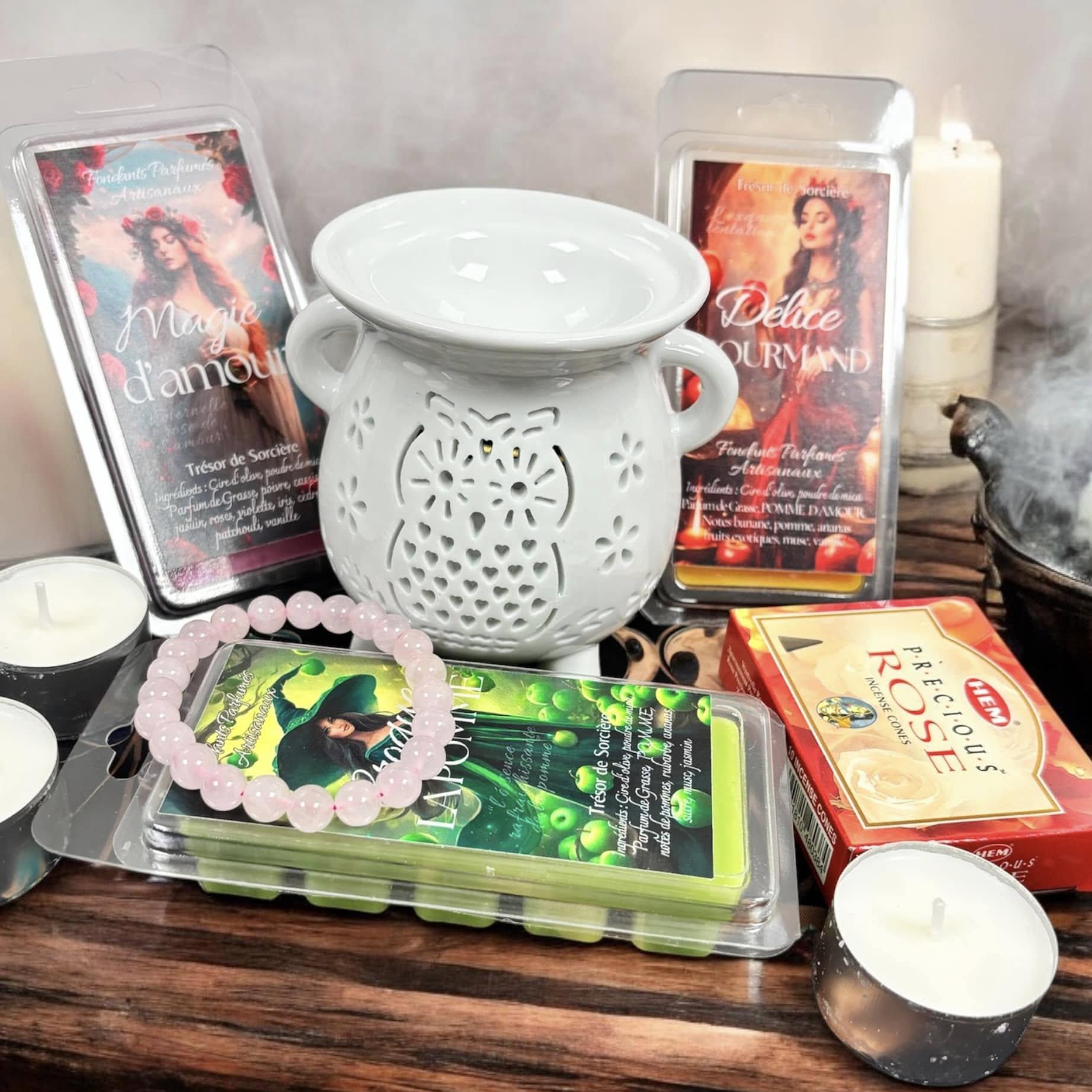 coffret fondants de cire parfumés "tentation", fondants parfumés, brûle parfum, coffret cadeau, idée cadeau