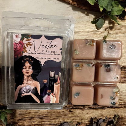 coffret de fondants avec brûle parfum, coffret fondants parfumés, fondants sorcière, fondants de cire d'olive