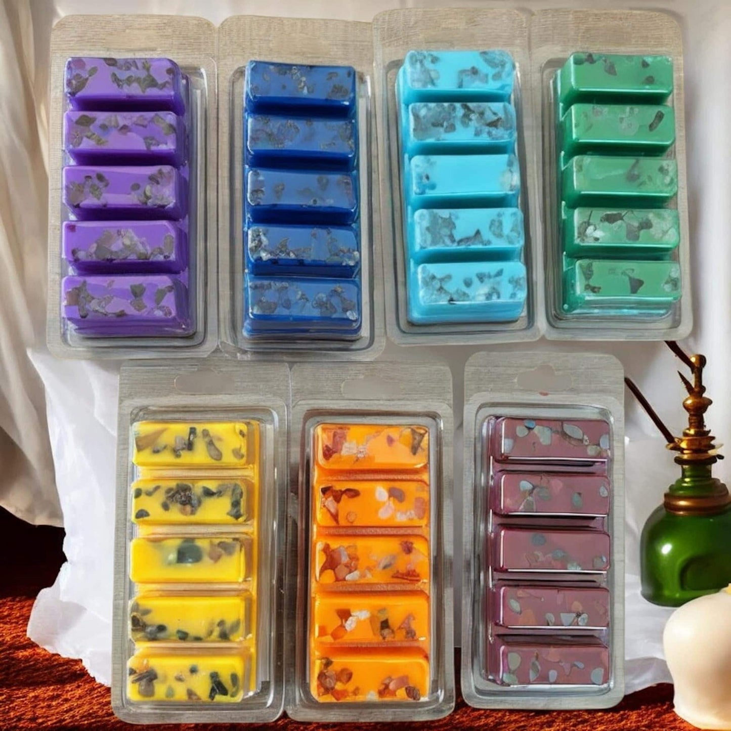 coffret chakras fondants, coffret fondants parfumés, fondants chakras, fondants d'intention, fondants sorcière, chakras