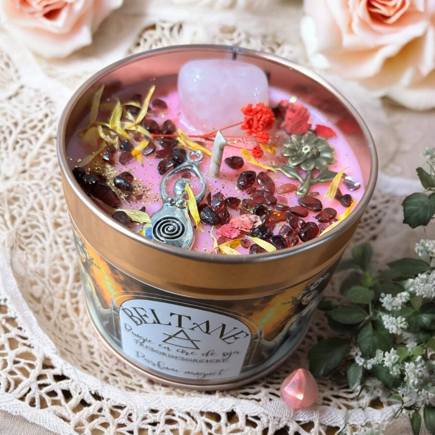 Bougie de Beltane, sabbat de Beltane, Beltane, box Beltane, beltane candle