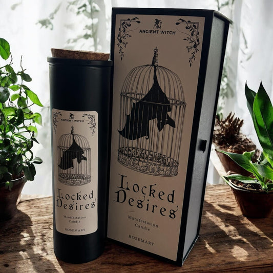 Bougie gothique, "locked desire", bougie protection, bougie rituel, bougie d'intention, bougie magique, witch