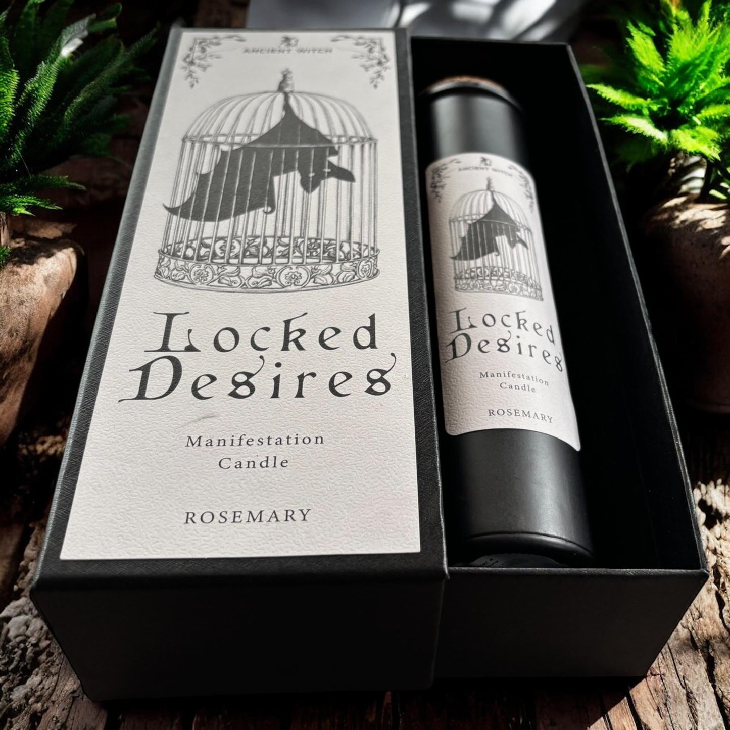 Bougie gothique, "locked desire", bougie protection, bougie rituel, bougie d'intention, bougie magique, witch