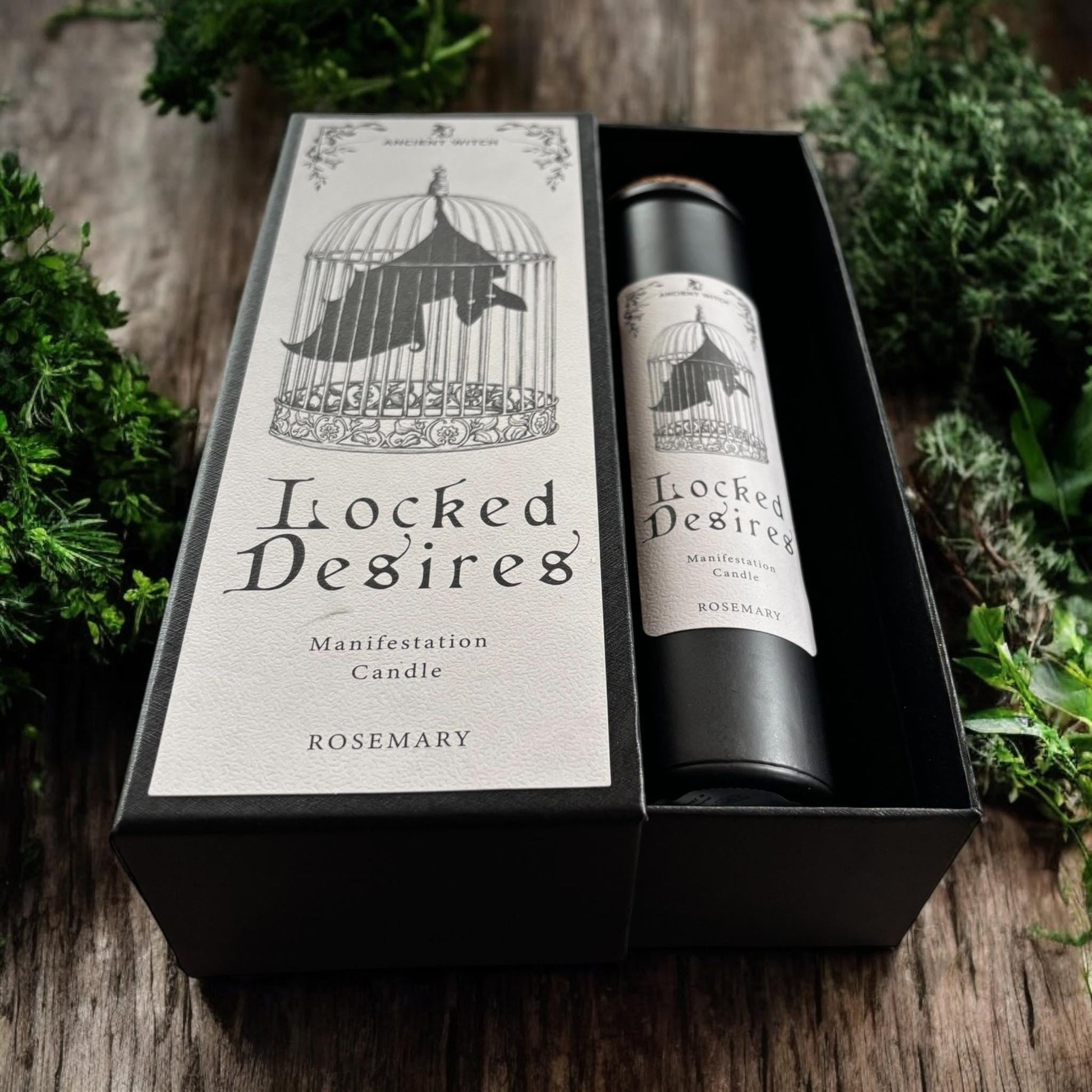 Bougie gothique, "locked desire", bougie protection, bougie rituel, bougie d'intention, bougie magique, witch