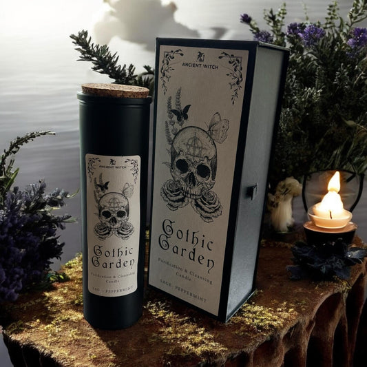 bougie gothique, "gothic garden", bougie d'intention, bougie sorcière, bougie ésotérique, witchcraft