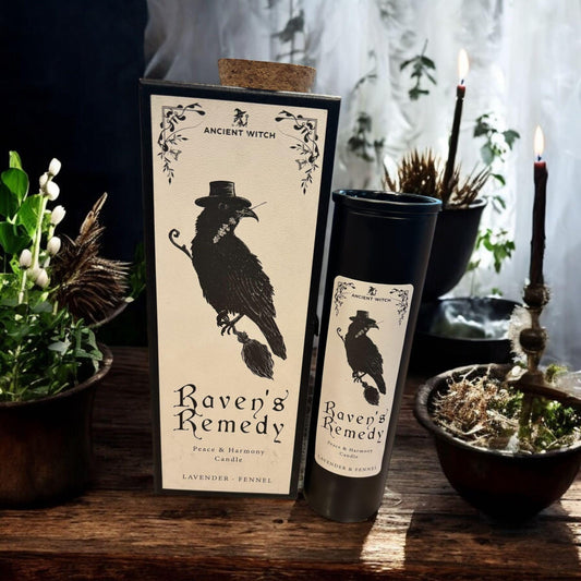 Bougie gothique, "Elixir des corbeaux", bougie sorcière, bougie d'intention, coffret bougie, bougie ésotérique, witchcraft
