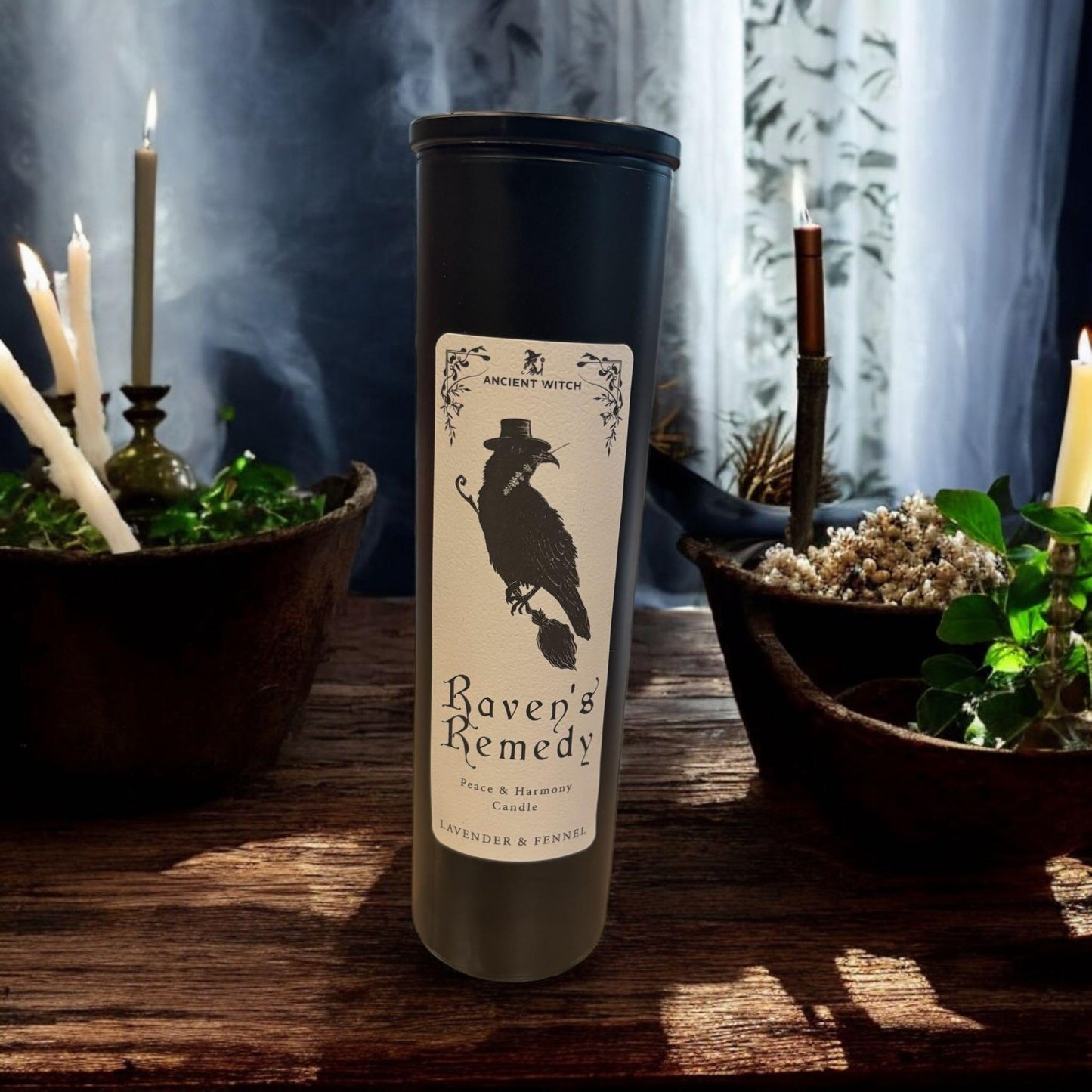 Bougie gothique, "Elixir des corbeaux", bougie sorcière, bougie d'intention, coffret bougie, bougie ésotérique, witchcraft