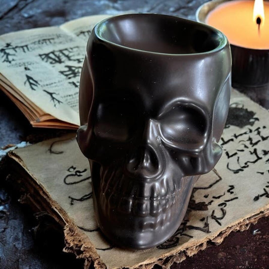 brûleur crâne noire, brûleur à cire, brûleur à fondants, brûle parfum, crâne