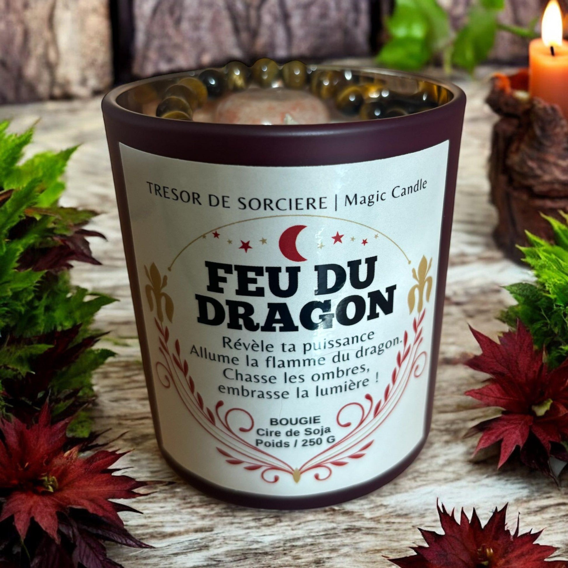 bougie rituel, bougie feu du dragon, bougie sorcière, bougie protection, bougie d'intention, bougie de manifestation