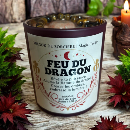 bougie rituel, bougie feu du dragon, bougie sorcière, bougie protection, bougie d'intention, bougie de manifestation