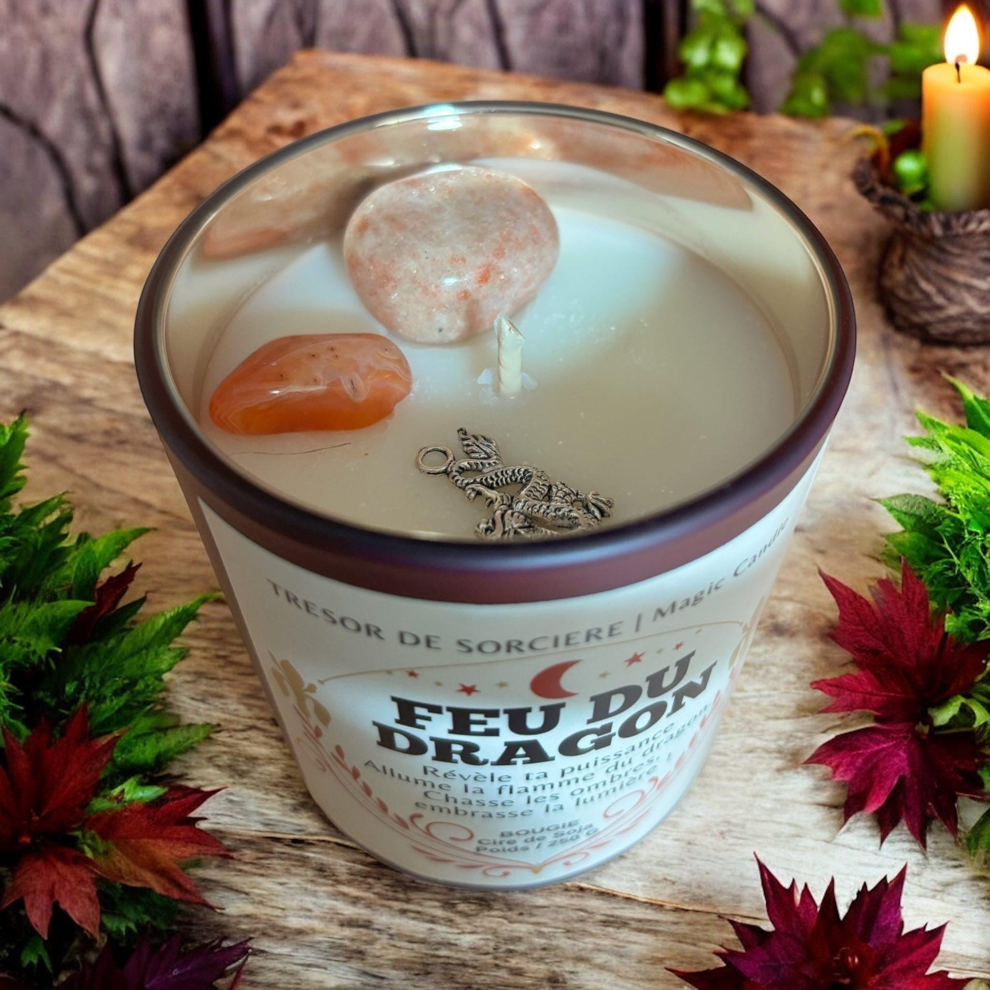 bougie rituel, bougie feu du dragon, bougie sorcière, bougie protection, bougie d'intention, bougie de manifestation