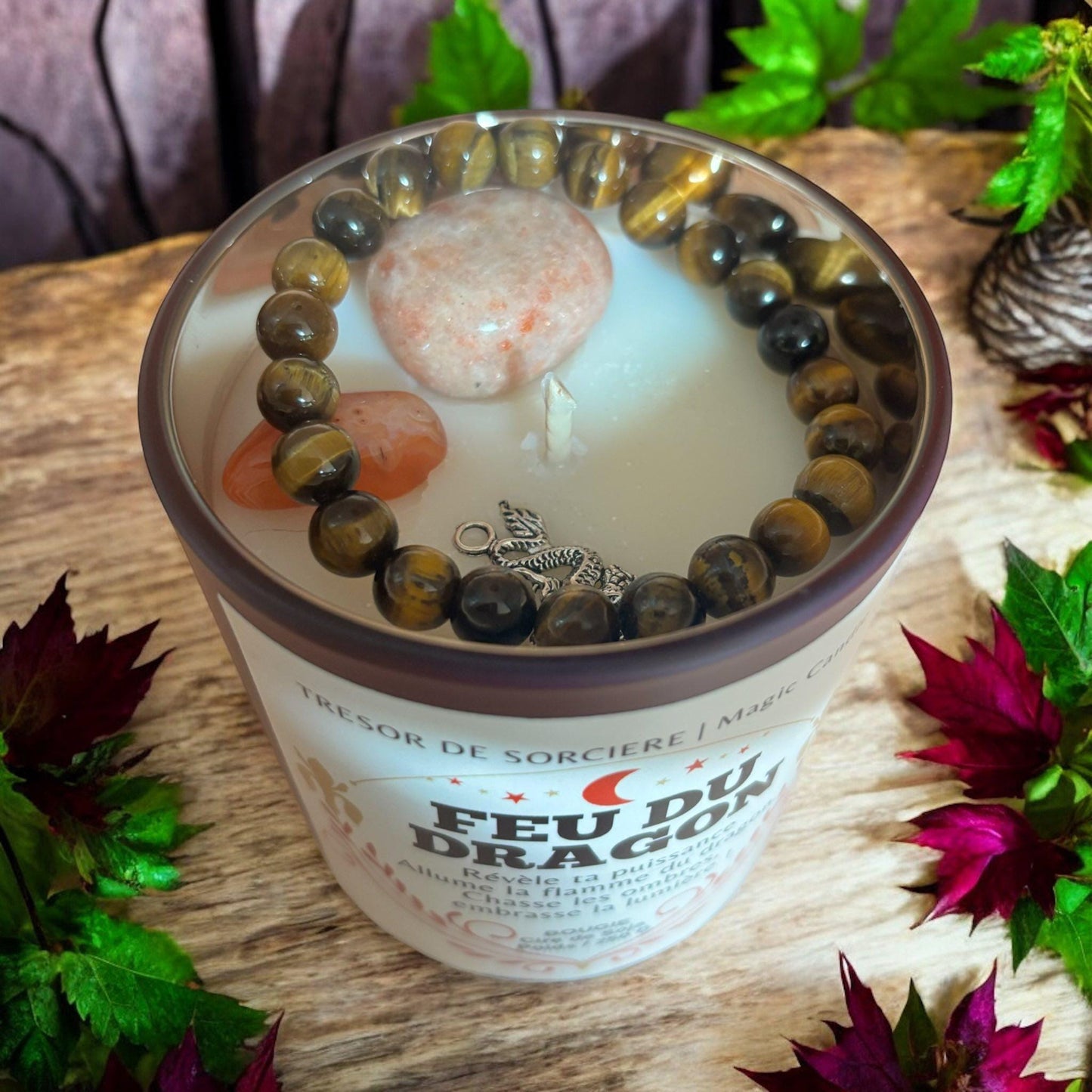 bougie rituel, bougie feu du dragon, bougie sorcière, bougie protection, bougie d'intention, bougie de manifestation
