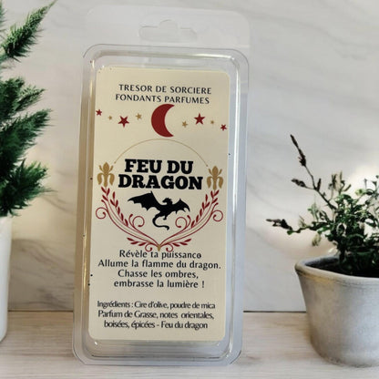 fondants de cire parfumés "feu du dragon", fondants d'intention, fondants sorcière, fondants magiques