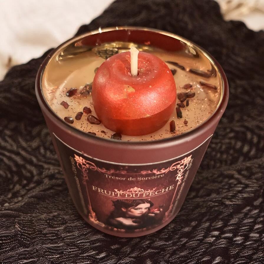 Bougie "fruit du péché", bougie d'intention, bougie parfumée, bougie gothique, bougie sorcière