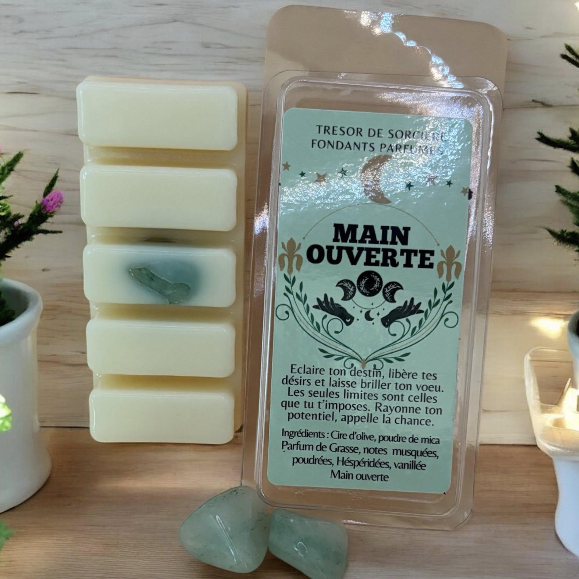 Fondants de cire parfumés, fondants "main ouverte", fondants sorcière, fondants d'intention, fondants magiques