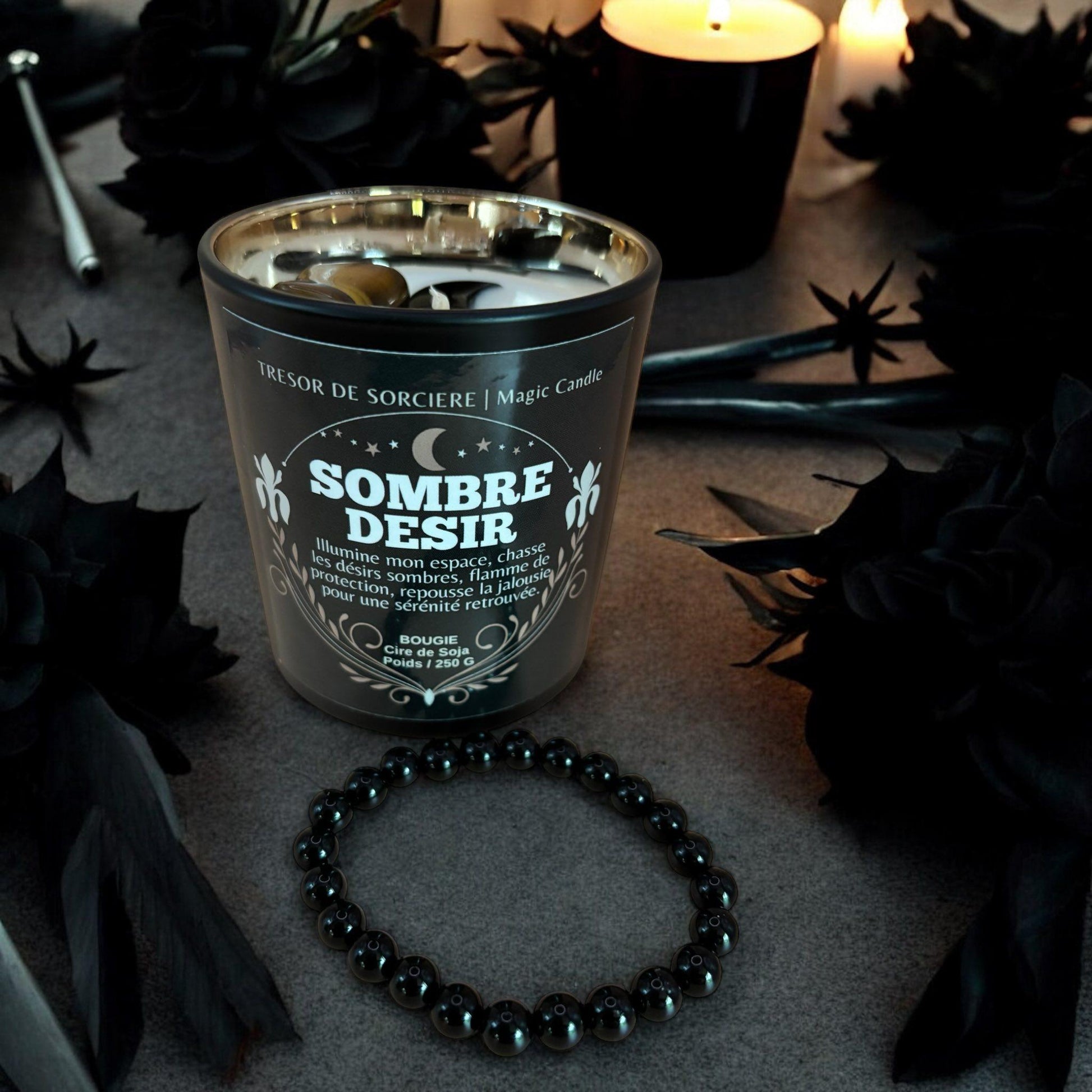 bougie "sombre désir", bougie protection, bougie d'intention, bougie magique, bougie witch, bougie sorcière,