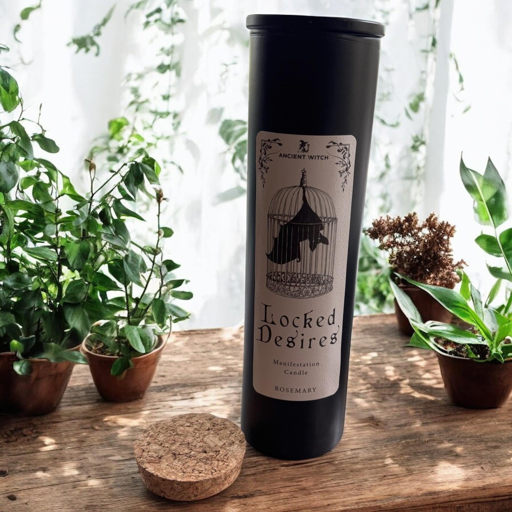 Bougie gothique, "locked desire", bougie protection, bougie rituel, bougie d'intention, bougie magique, witch