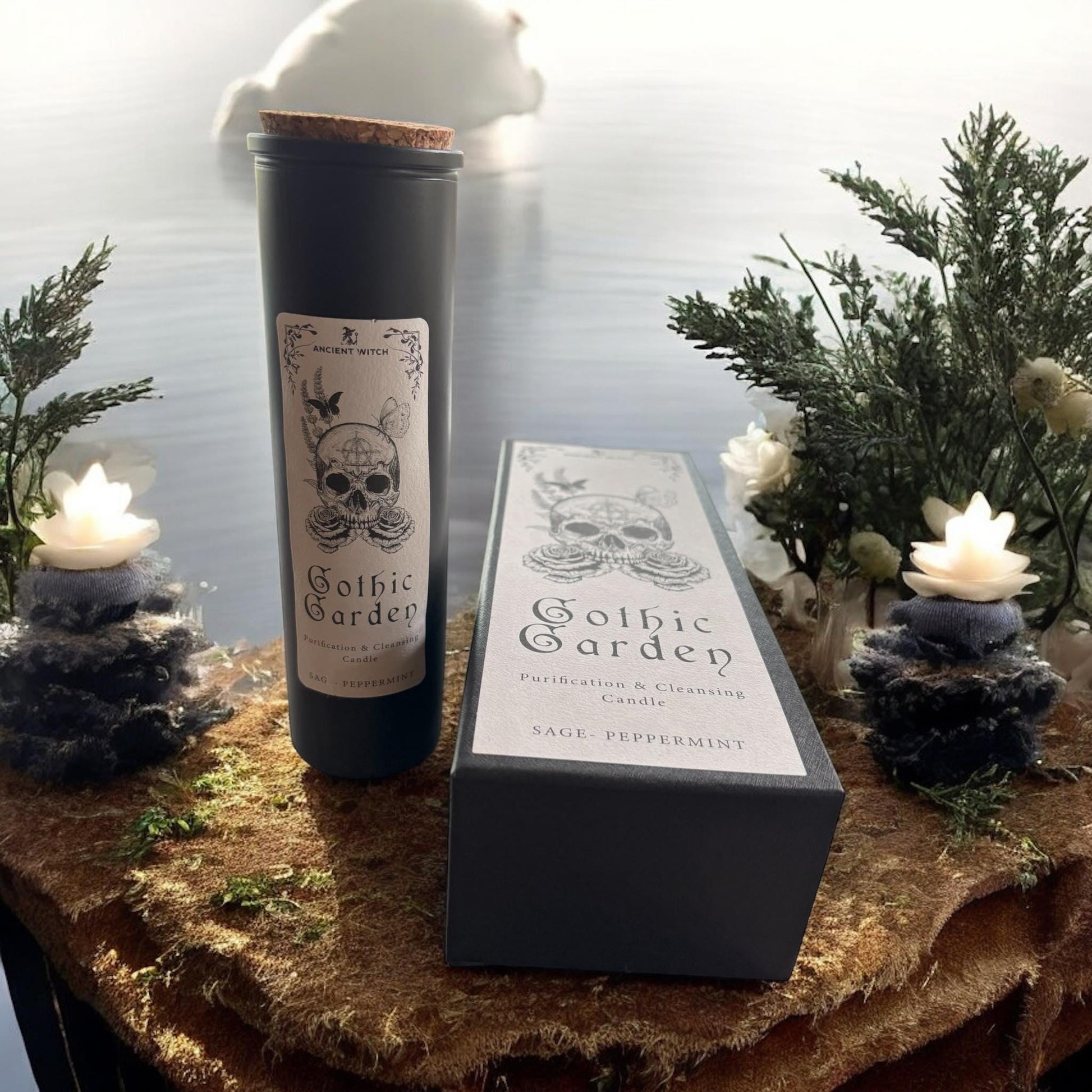 bougie gothique, "gothic garden", bougie d'intention, bougie sorcière, bougie ésotérique, witchcraft