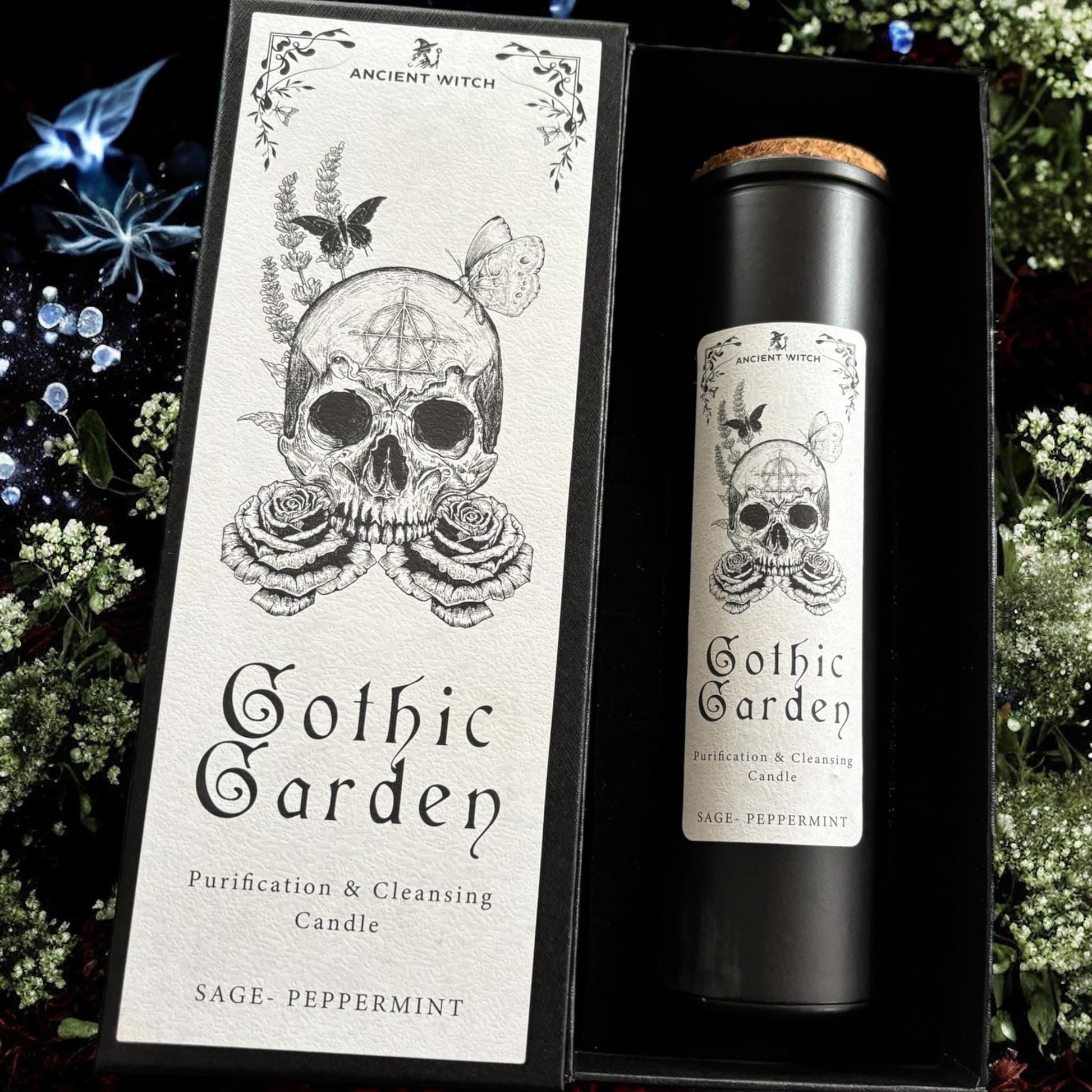 bougie gothique, "gothic garden", bougie d'intention, bougie sorcière, bougie ésotérique, witchcraft