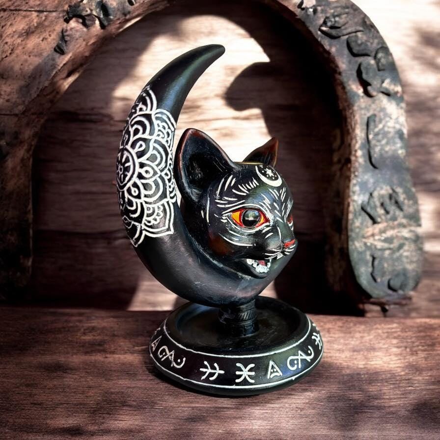 brûle encens, black cat, brûle encens à refoulement, brûleur encens cônes, brûle encens chat noir