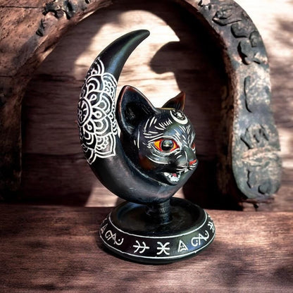 brûle encens, black cat, brûle encens à refoulement, brûleur encens cônes, brûle encens chat noir