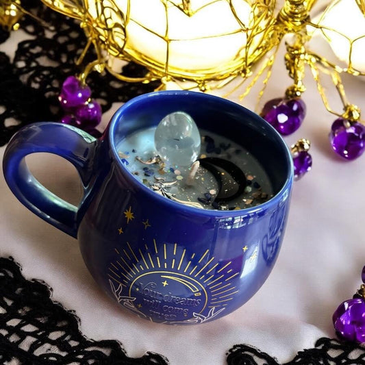 Bougie mug, bougie divination, bougie d'intention, bougie sorcière, bougie cadeau