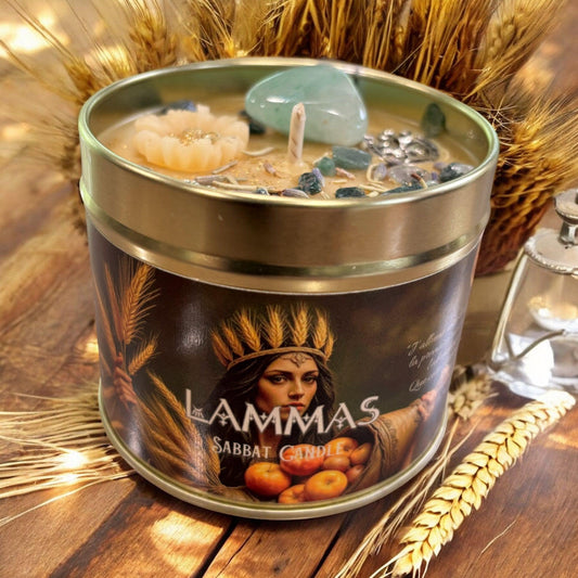 Bougie de Lammas, bougie de Lughnasadh, sabbat de Lammas, bougie rituelle, bougie sabbat Lammas