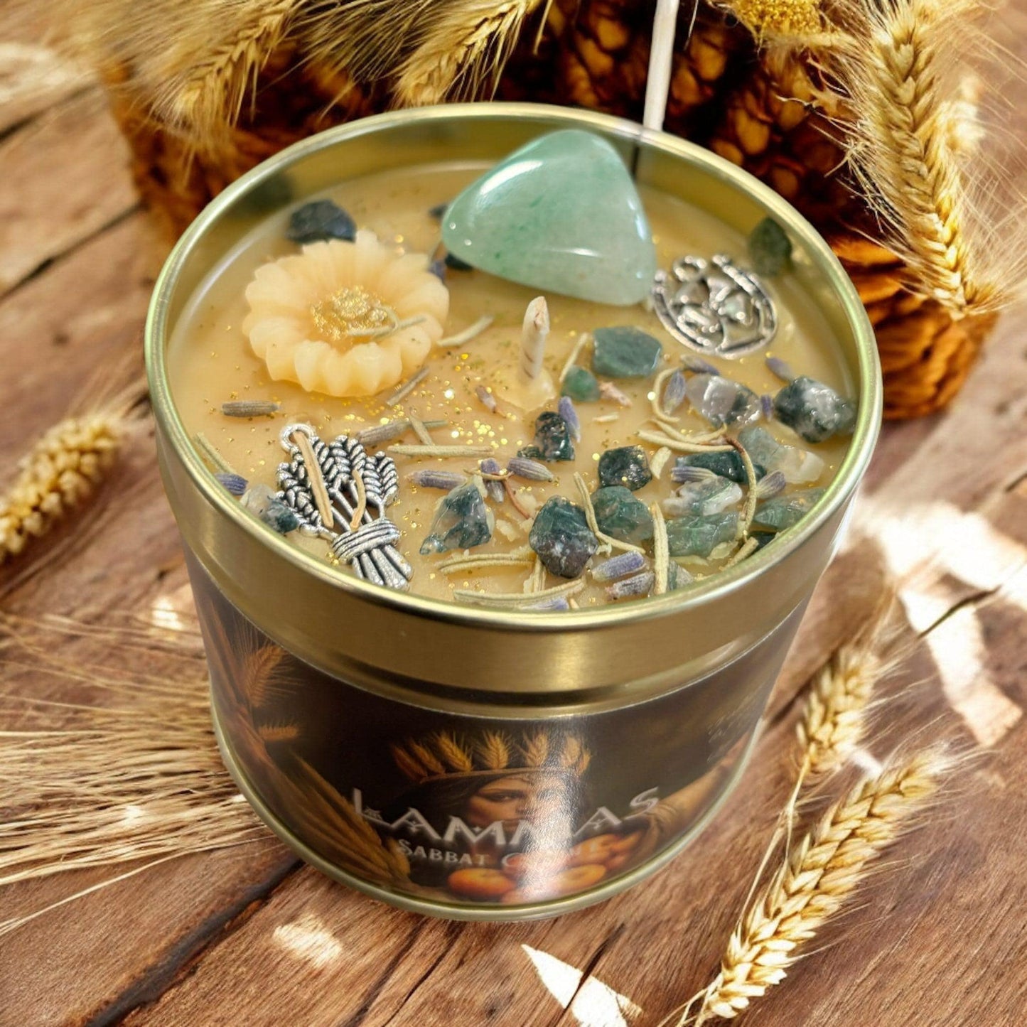 Bougie de Lammas, bougie de Lughnasadh, sabbat de Lammas, bougie rituelle, bougie sabbat Lammas