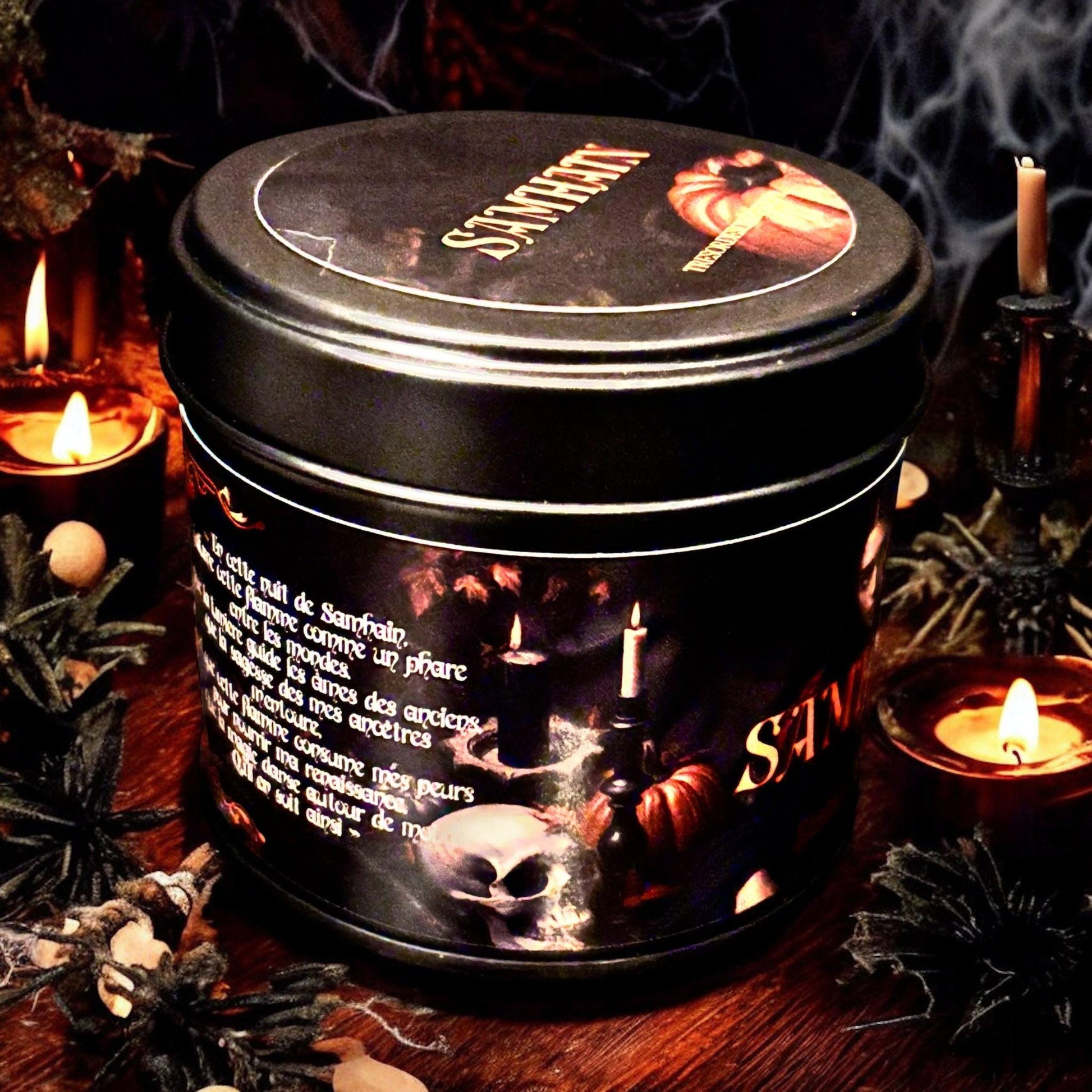 Bougie Samhain, bougie sorcière, sabbat de Samhain, bougie d'intention, bougie Halloween