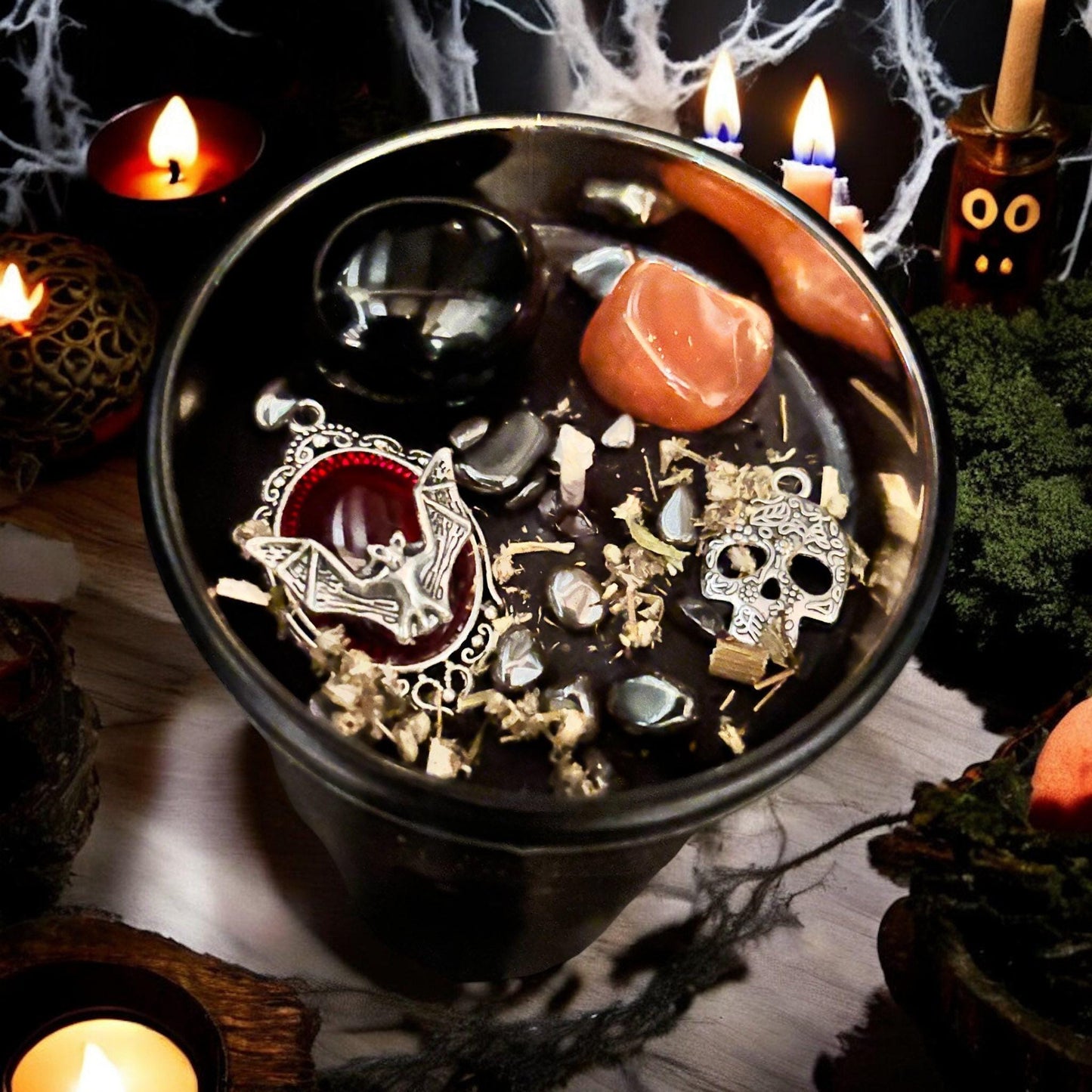Coffret de Samhain, box de Samhain, sabbat de Samhain, box halloween, bougie samhain, encens samhain