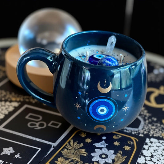 Bougie mug oeil de Nazar, bougie protection, bougie