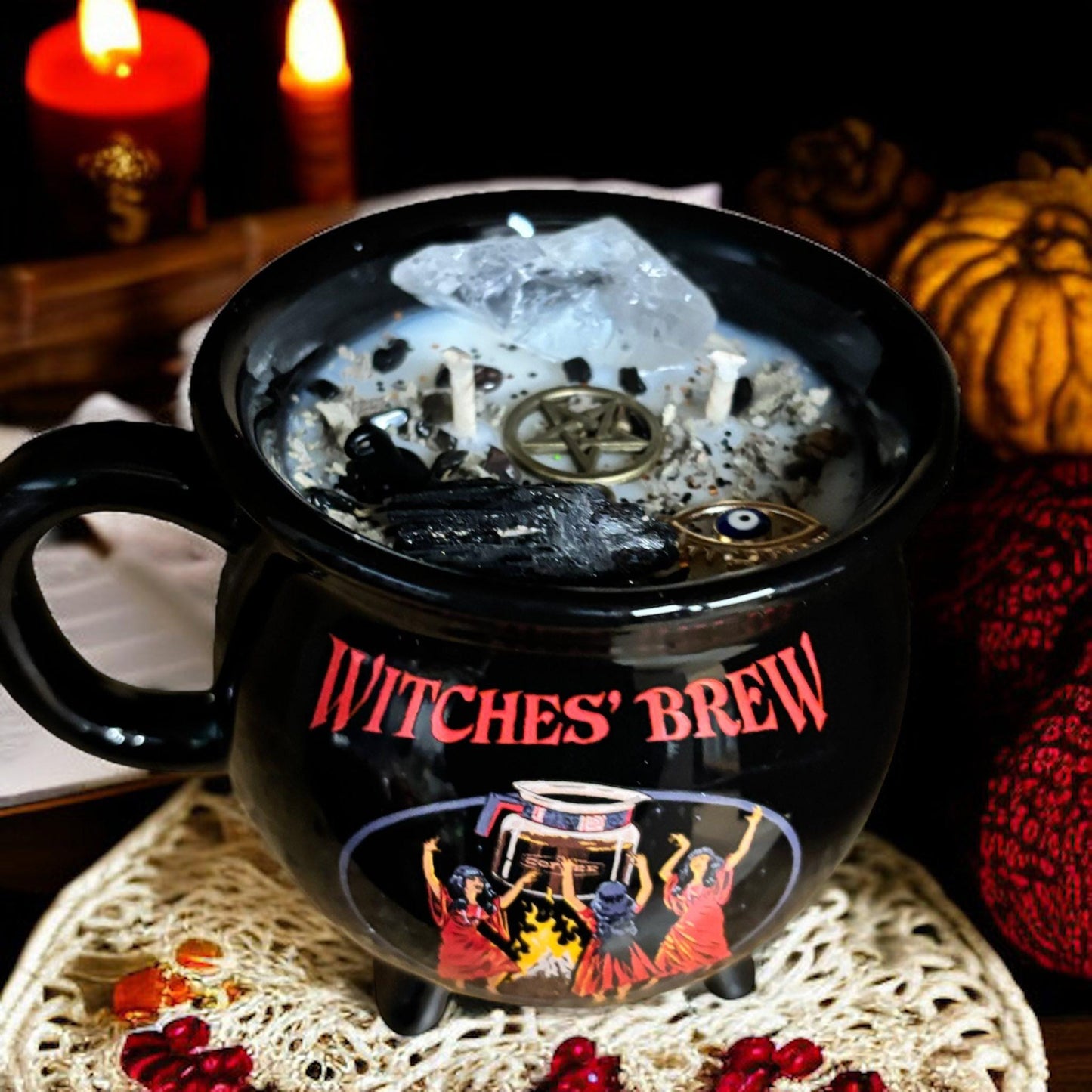Bougie mug sorcière "witches brew", bougie artisanale, bougie sorcière
