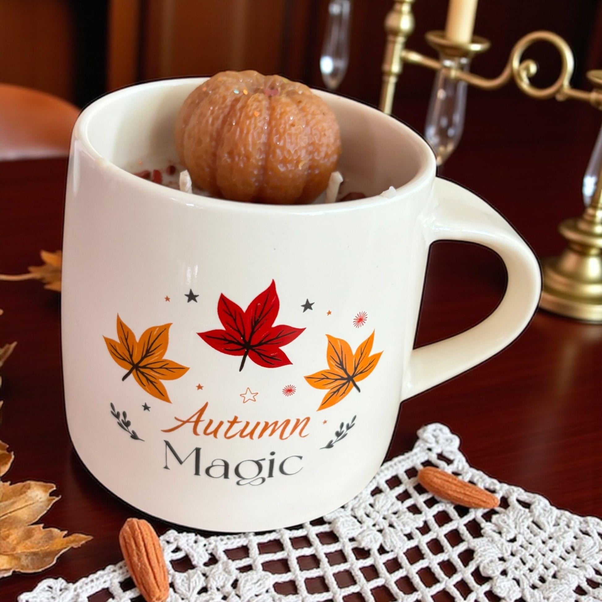 Bougie mug, bougie automne, bougie Mabon, bougie sorcière, bougie d'intention, bougie cadeau,