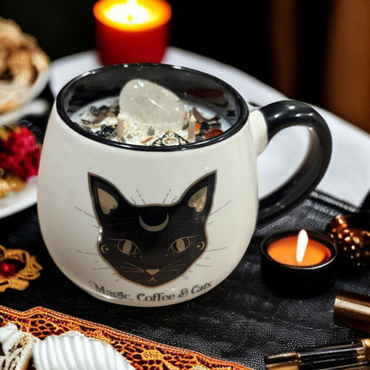 Bougie mug "chat", bougie sorcière, bougie samhain, bougie artisanale