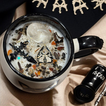 Bougie mug "chat", bougie sorcière, bougie samhain, bougie artisanale