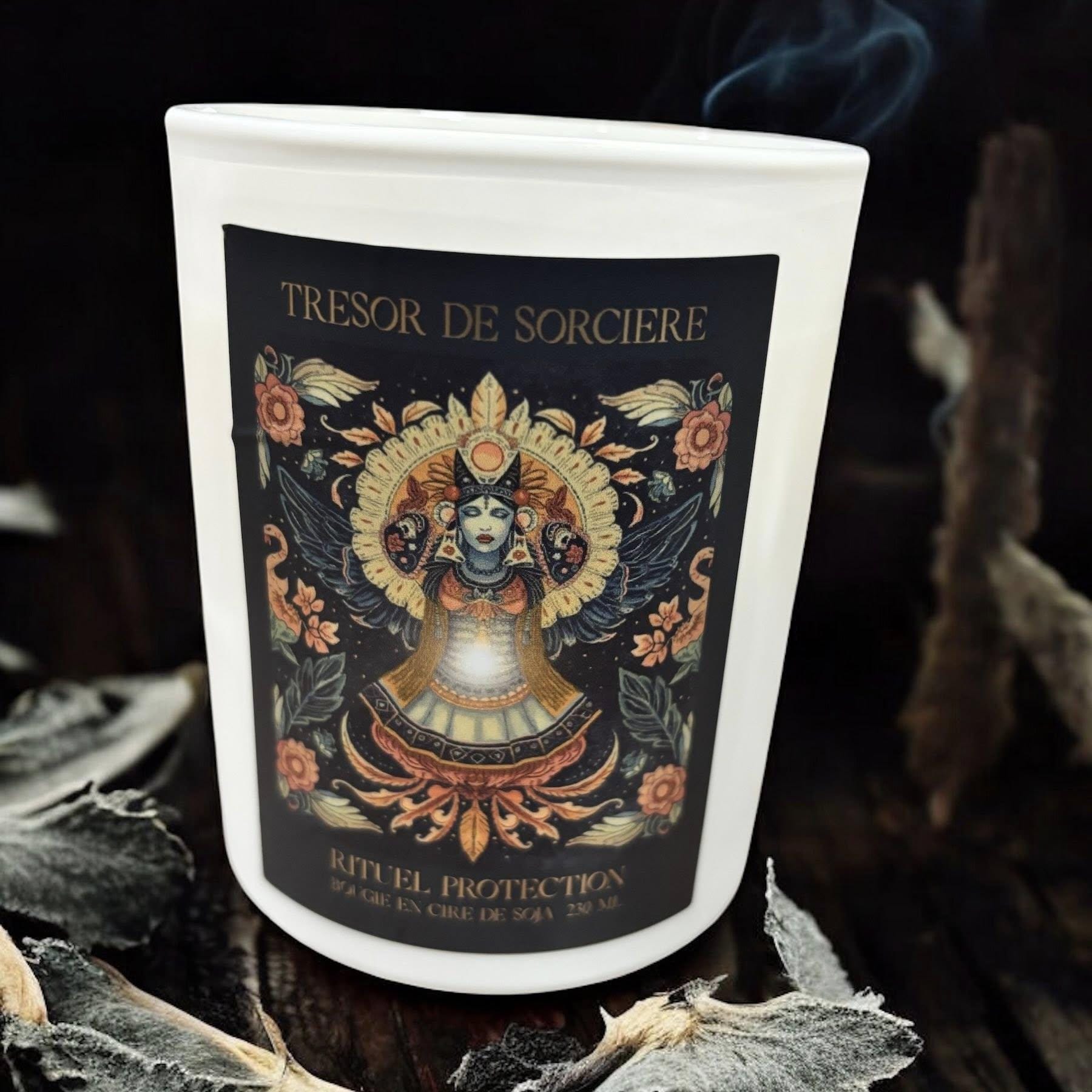 Bougie rituel de protection, bougie spirituelle, bougie d'intention, bougie rituel, bougie artisanale, bougie cadeau