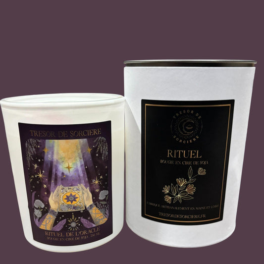 Bougie rituel de l'oracle, bougie spirituelle, bougie d'intention, bougie cadeau, bougie ésotérique,