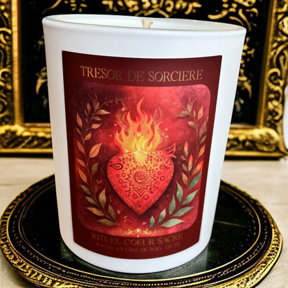 bougie rituel "coeur sacré", bougie artisanale, bougie parfumée, bougie amour