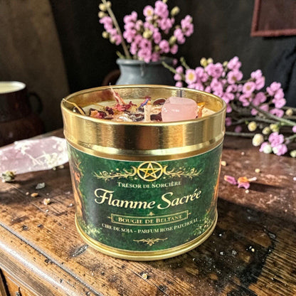 Bougie de Beltane, sabbat de beltane, bougie rituel beltane, bougie d'intention