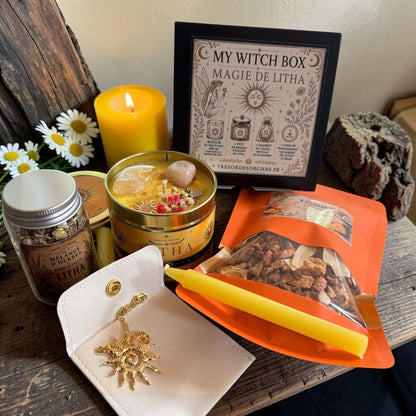 My Witch box Litha, sabbat de Litha, witchbox, bougie Litha, encens Litha