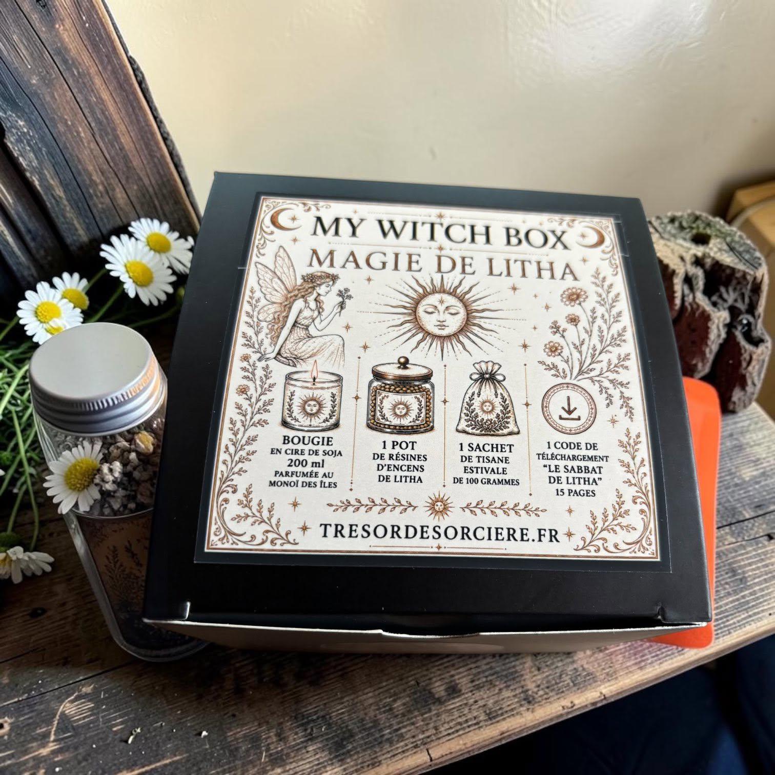 My Witch box Litha, sabbat de Litha, witchbox, bougie Litha, encens Litha