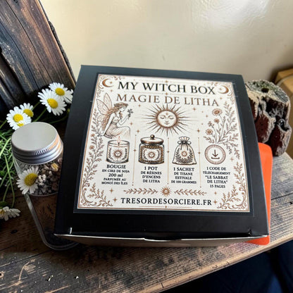 My Witch box Litha, sabbat de Litha, witchbox, bougie Litha, encens Litha