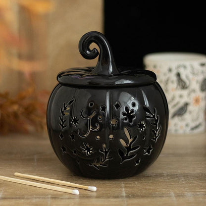 brûleur à fondants citrouille noire ou orange, chauffe cire, brûle parfum